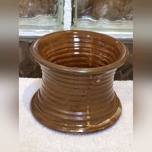 Vintage Studio Art Pottery Planter Brown Speckled Stoneware Crock 6.5”